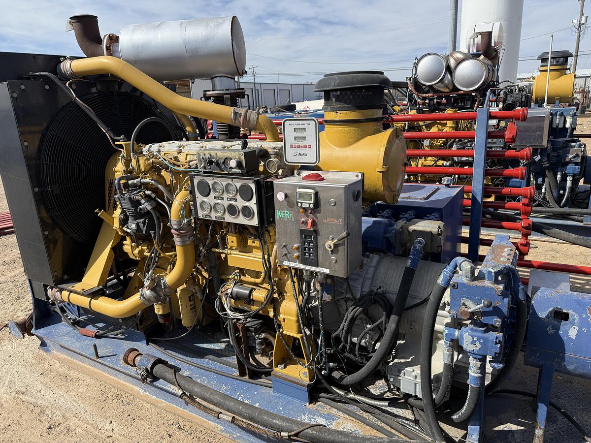 Used 2018 KERR T60 10K WP TRIPLEX WELL SERVICE PUMP P/B CATERPILLAR C18 630-HP, SKIDDED