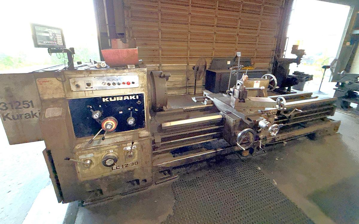 Used KURAKI LC 12-30 156”x24” TABLE HORIZONTAL MACHINE LATHE