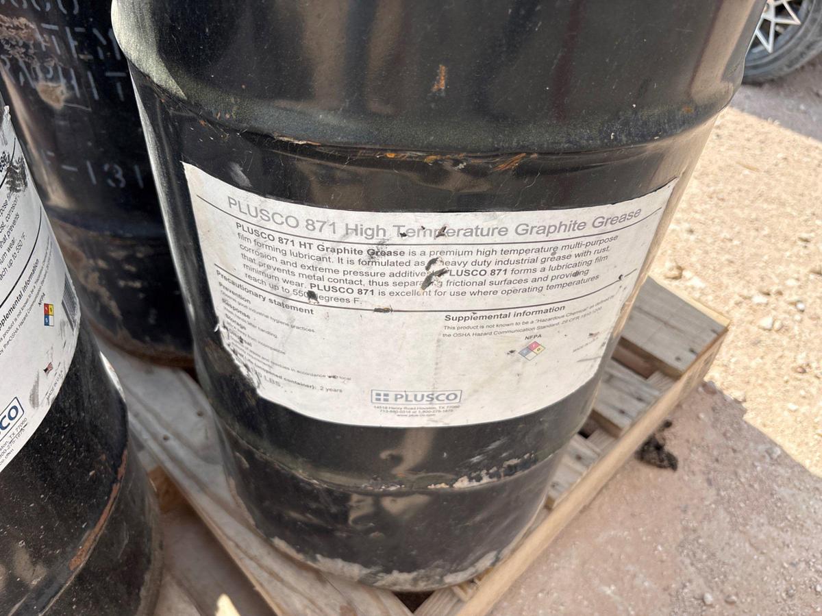 Used (2 pallets) w/ assorted high temp grease drums, pneumatic grease pumps, & gear oil