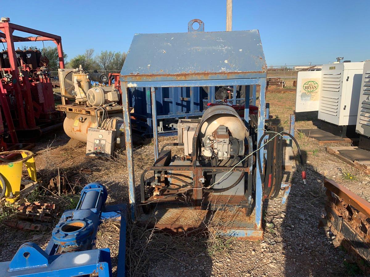 Used 4’ L x 4’ W x 80” T Skidded Pressure Washer w/ Burner