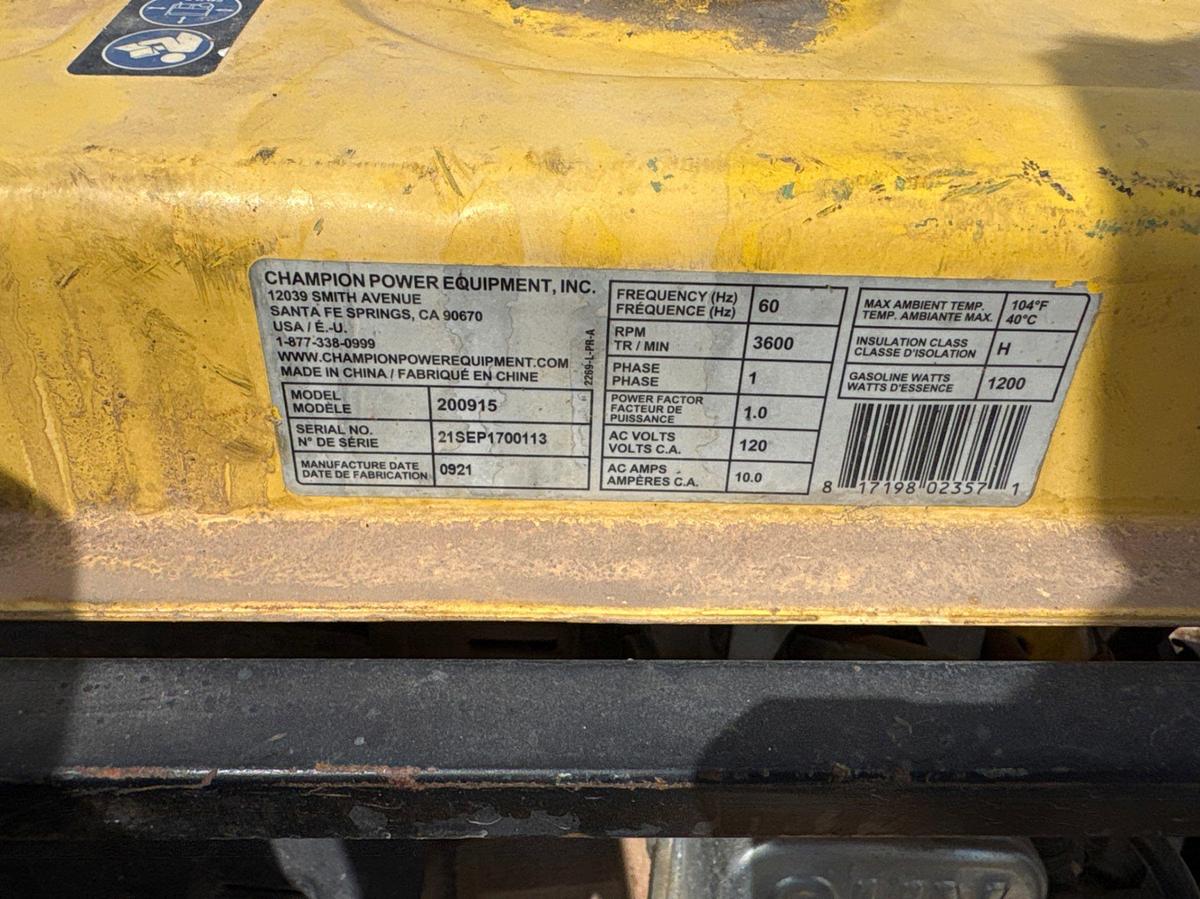Used (2) champion portable generators & (2) trash pump