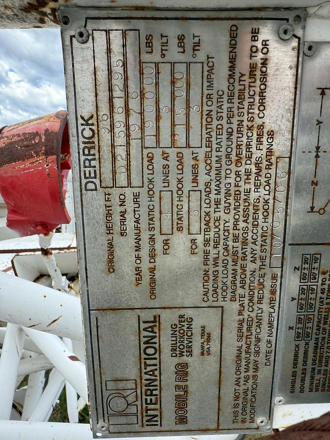 Used NOV FRANKS 96’ X 215,000 LBS DERRICK