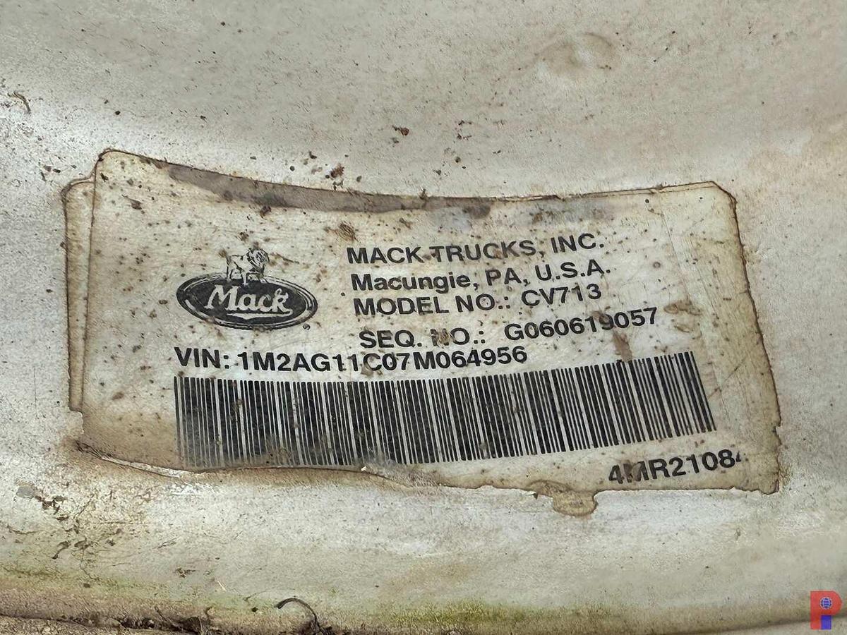 Used 2007 MACK CV713 T/A 65K GIN POLE WINCH TRUCK