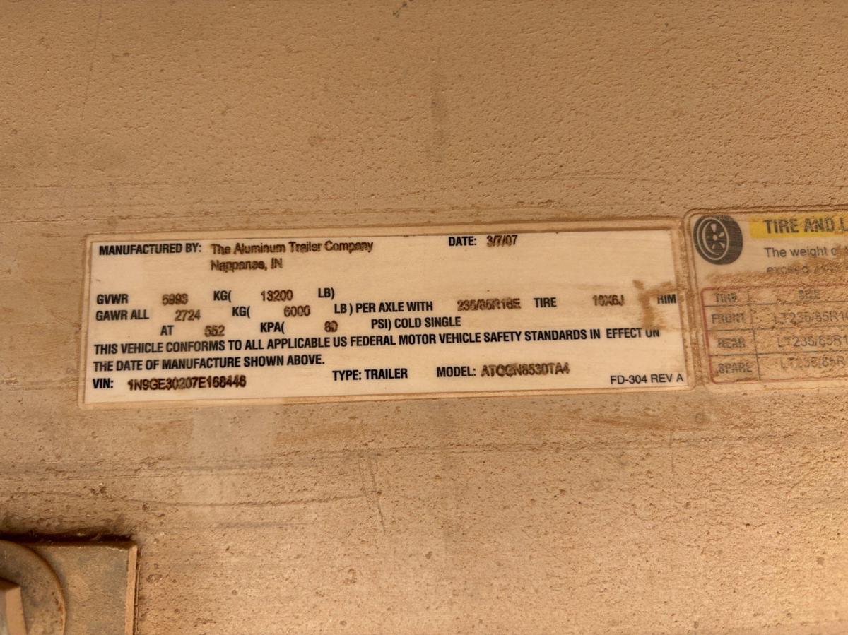 Used 2007 ALUMINUM TRAILER COMPANY 30’ X 100” T/A GOOSENECK DOGHOUSE TRAILER