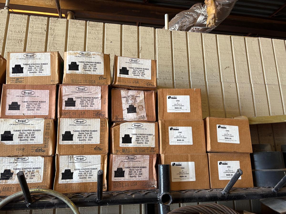 Used Lot of 100+ regal, GUIBERSON, petro, & oil states tubing stripper rubbers, swab cups, & rubber goods
