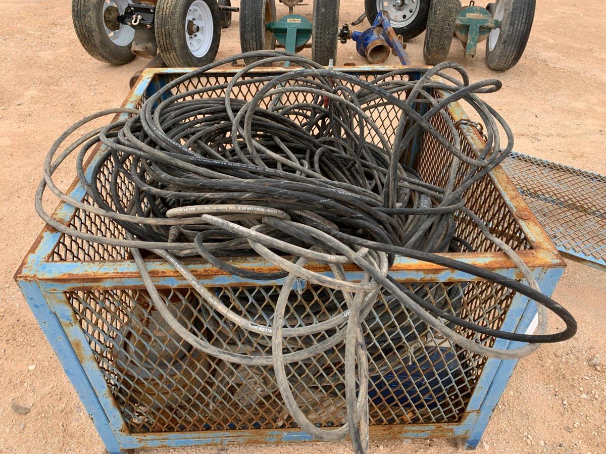 Used 4’ x 4’ x 3’ Metal Bin full of Hydraulic Hoses