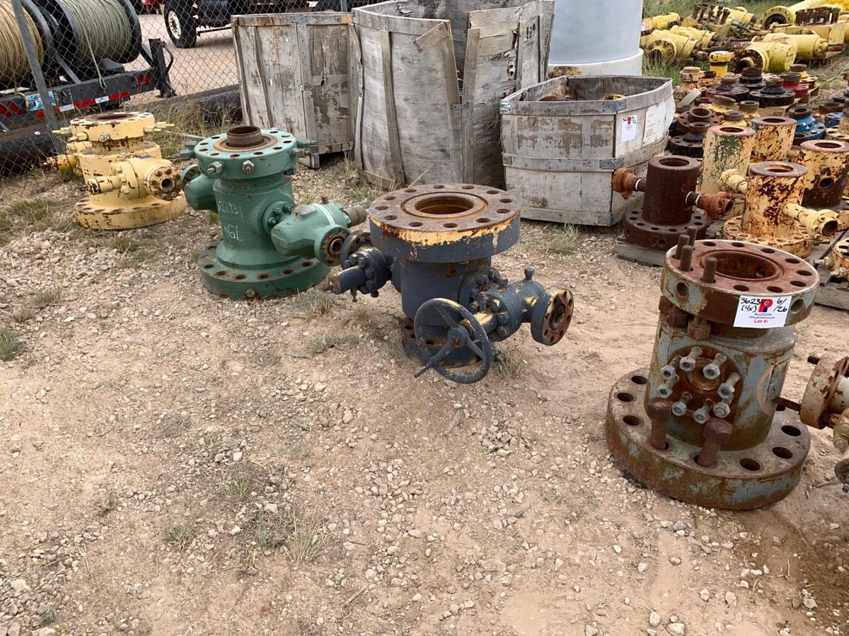Used (4) 7-1/16 Multi Bolt Tubing Heads w/ 2-1/16 5k and 10k Gate Valves