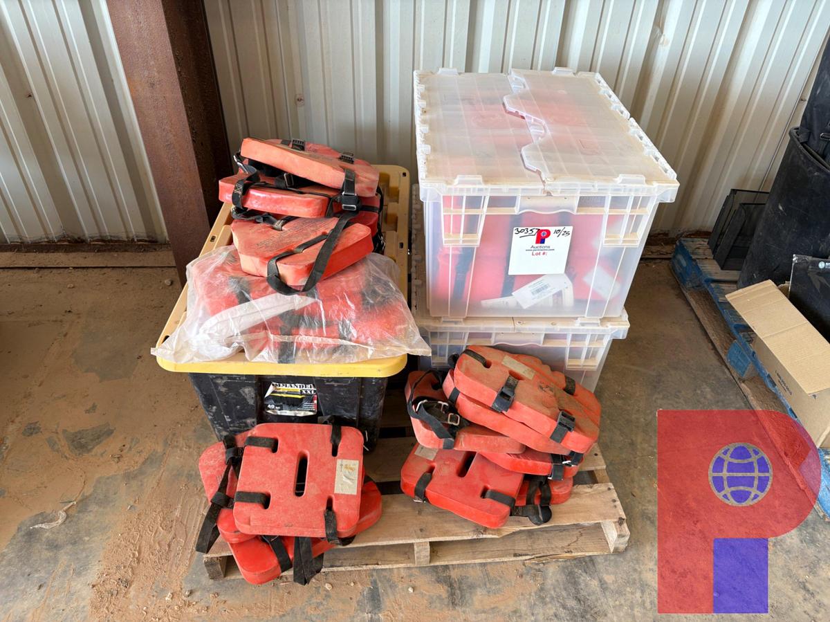 Used (3) TOTES FULL OF UNUSED ADULT PERSONAL FLOATATION VESTS
