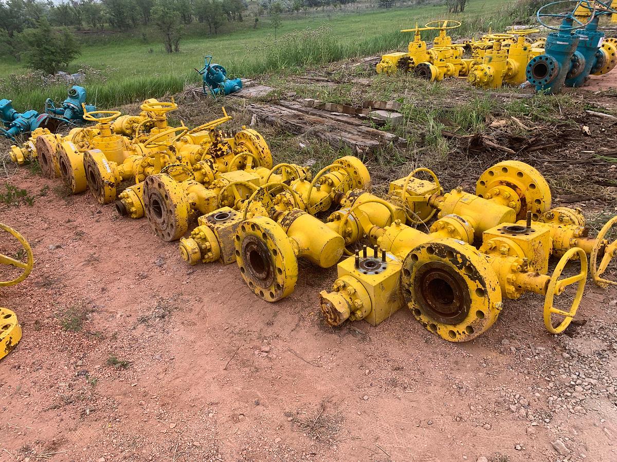 Used (17x$) 2-9/16” 5k gate valves w/ fluid crosses & adapter flanges