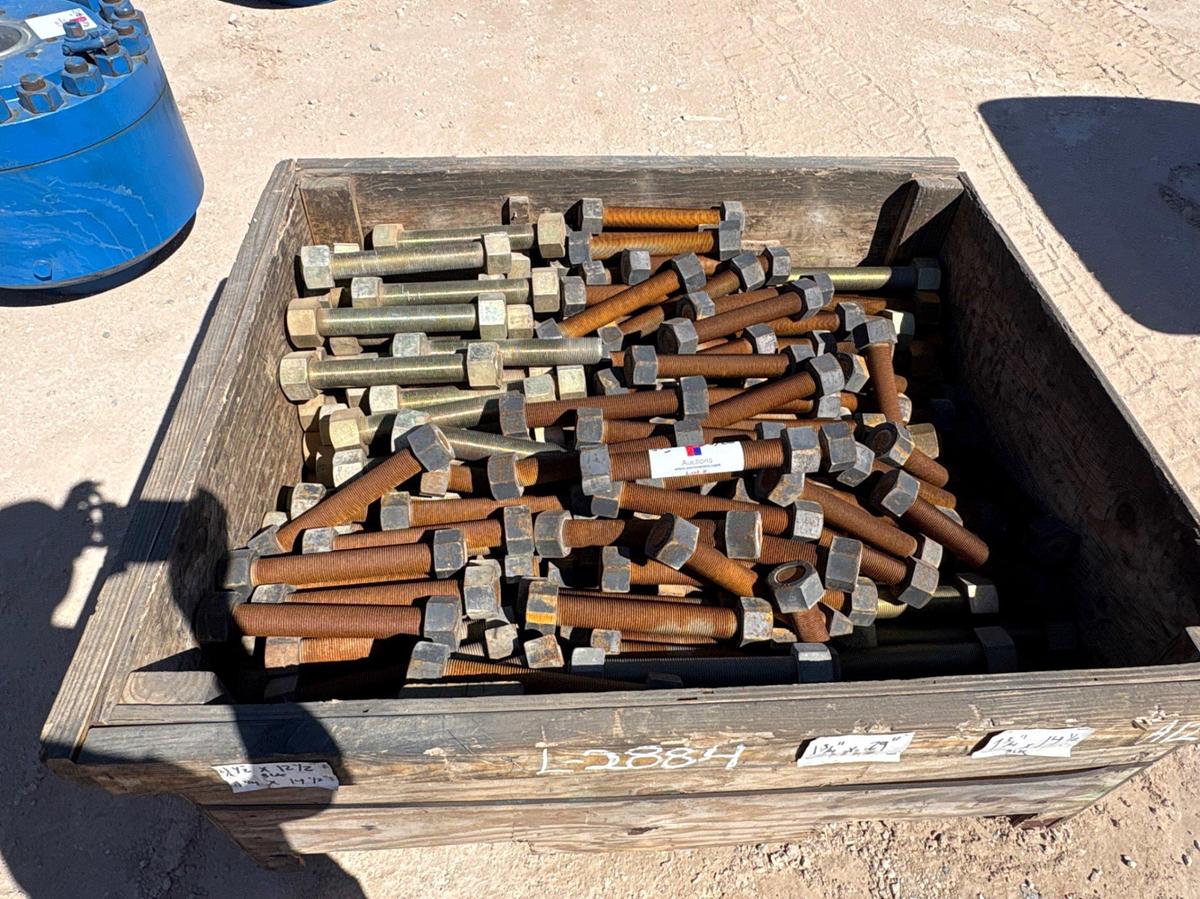 Used Crate of assorted 1-1/2” & 1-3/4” stud bolts
