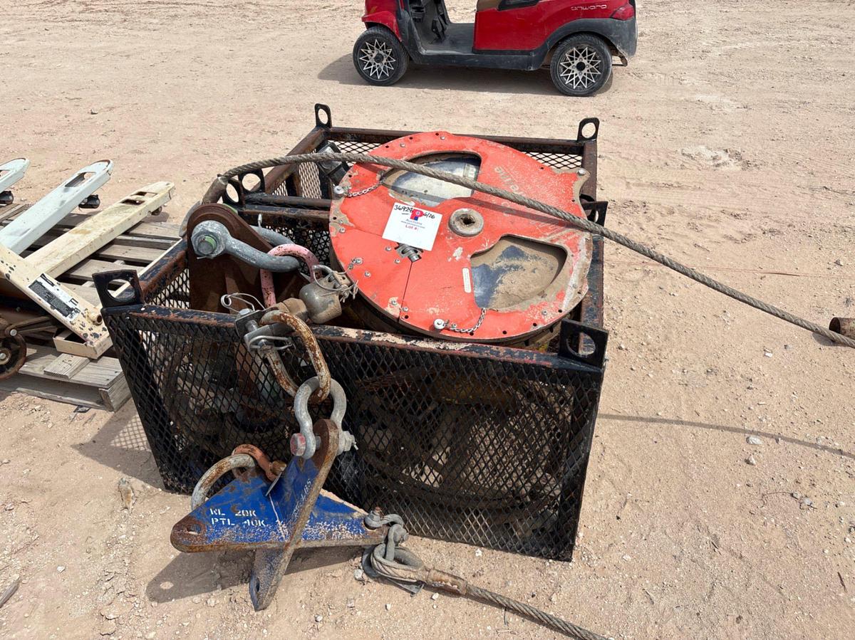 Used (2) 4’ x 2.5’ x 2’ tool baskets w/ wireline sheaves, thread protectors, tool dolly, etc.