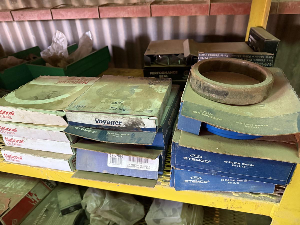 Used (2) 120”L X 24”W X 72”H 5-TIER METAL RACKS W/ TRUCK & ENGINE PARTS CONTENTS