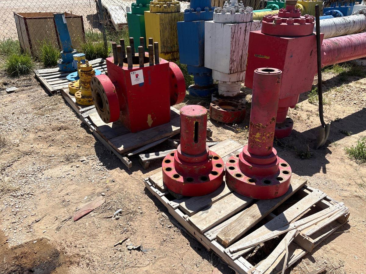 Used (6 pallets) of assorted frac valve parts, bonnet flanges, & 7-1/16” valve body