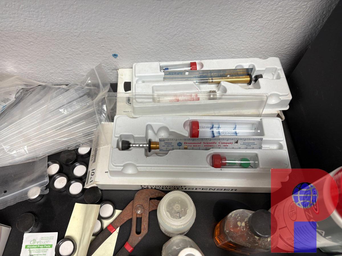 Used 6’ X 2.5’ X 3’ WORK TABLE W/ LAB EQUIPMENT