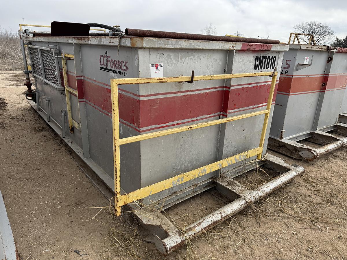 Used 15’ X 7’ X 5’ 3-COMP CEMENT MIXING TANK W/ AGITATORS, AIR VALVES CATWALK, PORCH,
