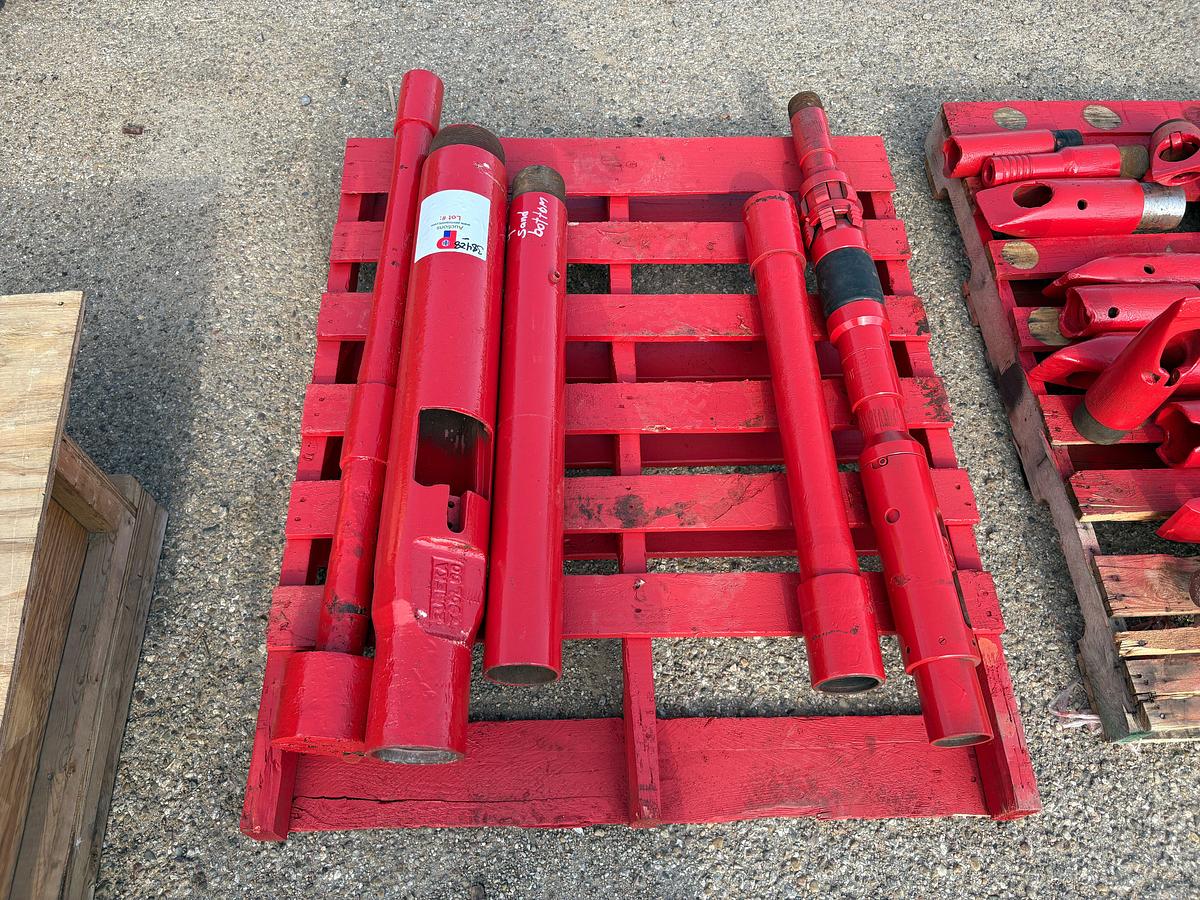 Used Pallet w/ 5-5/8”OD eureka kulow socket, 3-5/8” packer, 4” sand bottom, & lift sub