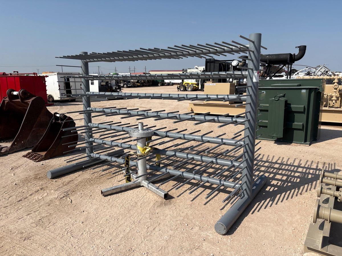 Used 128” x 70” x 86” tool rack & pressure test stump