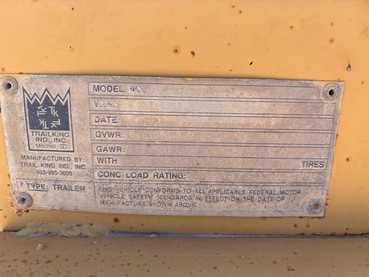 Used 1999 TRAIL KING TK54BDU-402 T/A BELLY DUMP TRAILER