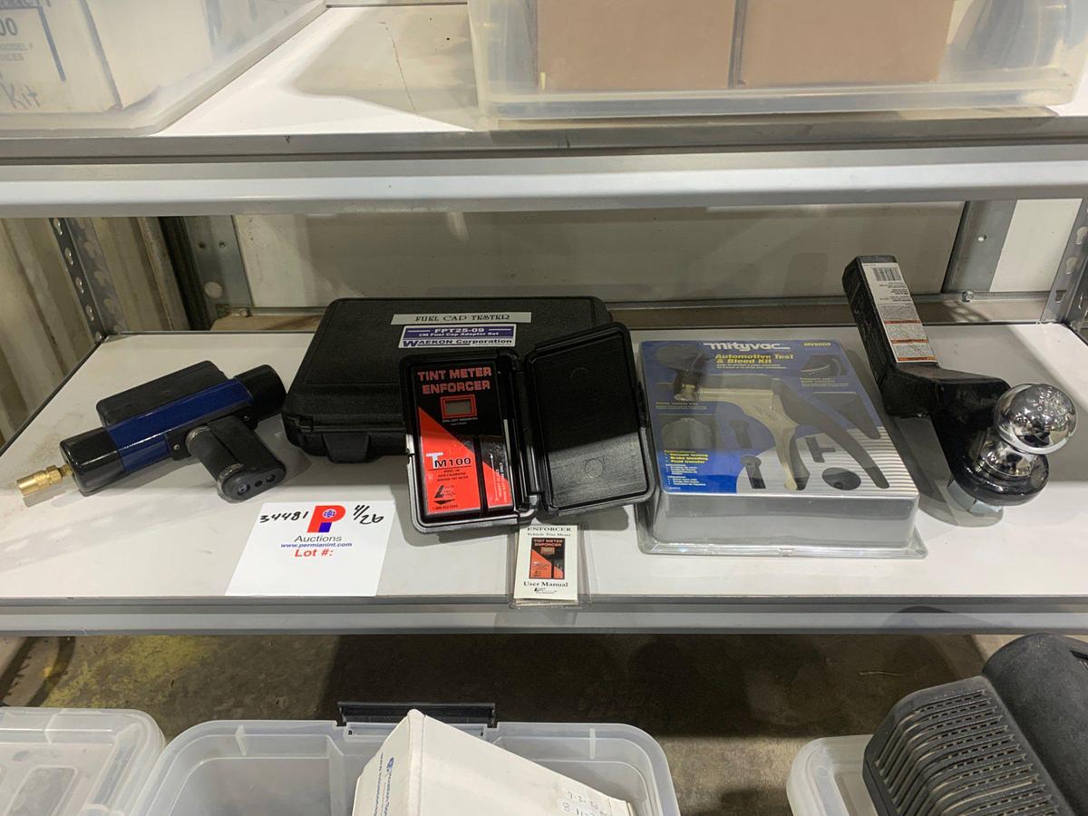 Used Automotive Test and Bleed Kit, Fuel Cap Tester and Window Tint Tester w/ REECE 2 5/16 Hitch