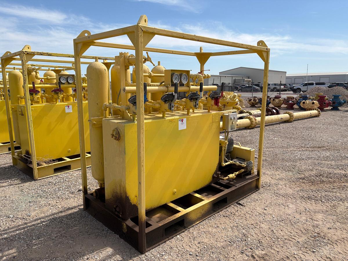 Used Meyer 4-station closing unit, skidded