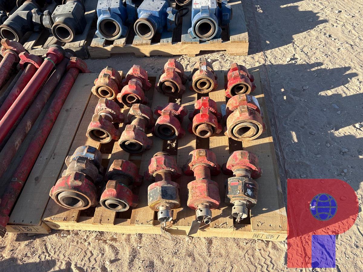 Used Pallet w/ assorted 2” x 6” 1502 pup jts, 2” - 3” 1502 adapters, & test plugs