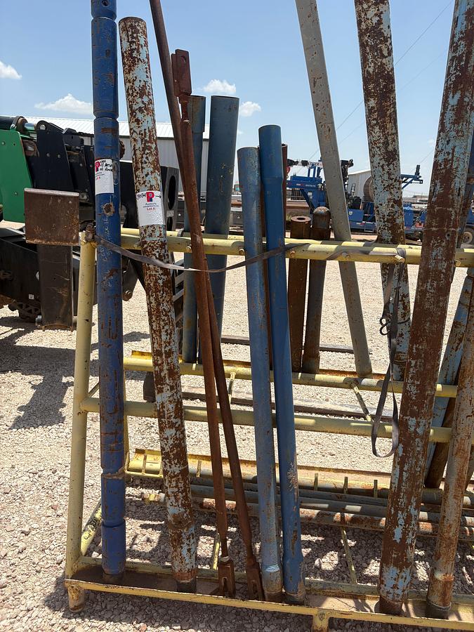 Used 10’ x 3.5’ x 5’ A-frame tool rack W/ assorted tubing pup jts, drain subs, stock pipe, etc.