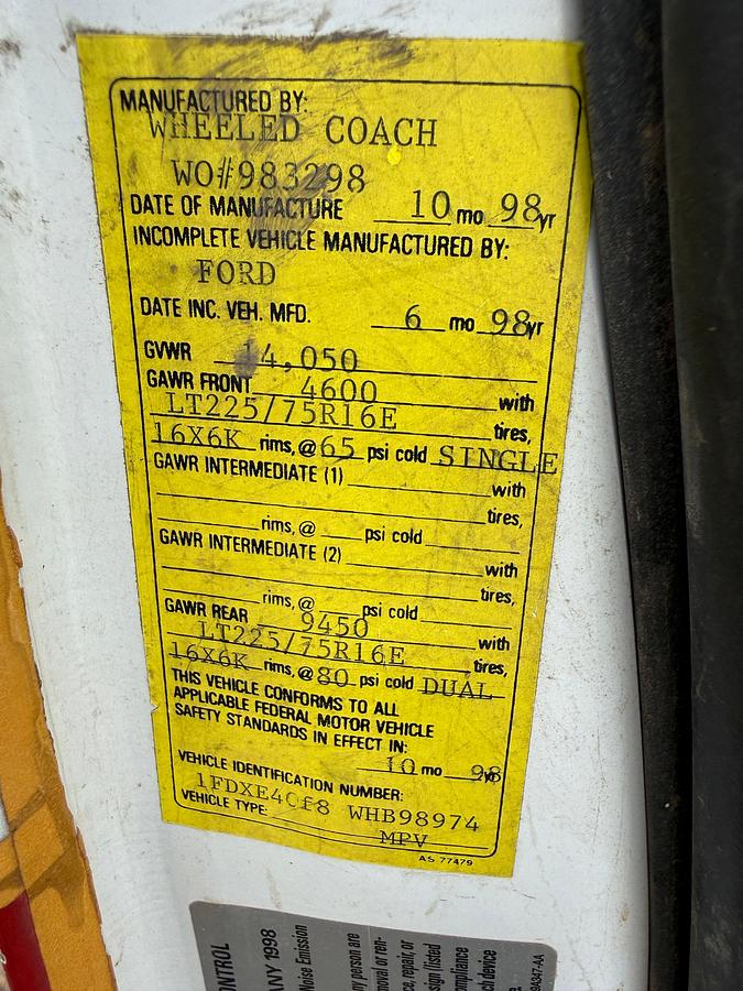 Used 1998 FORD E-SUPER DUTY Ambulance with Torque & Test Pump Equipment