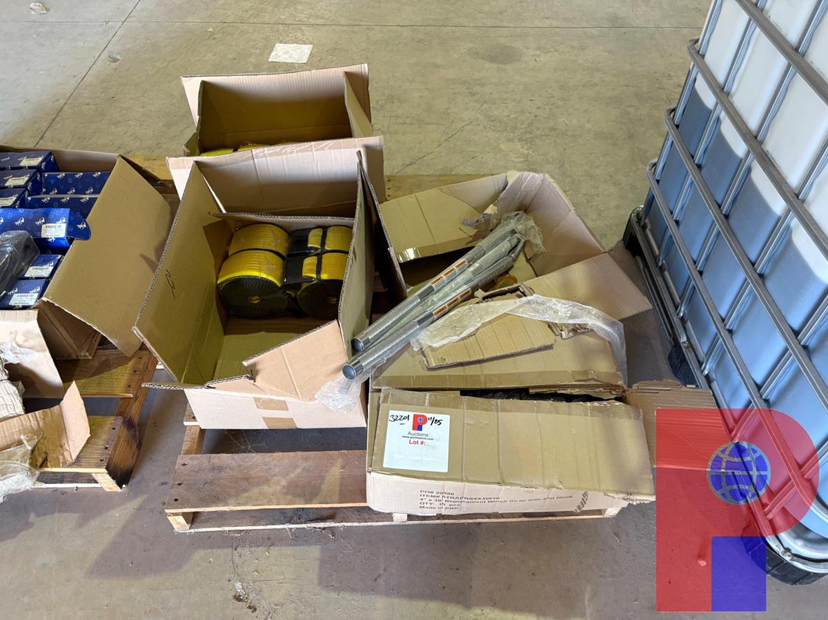 Used (22) 4” RATCHET STRAPS & (3) UNUSED WINCH BARS