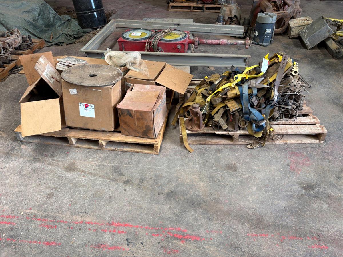 Used (2 pallets) assorted brake pads f/ draw works & assorted safety harnesses