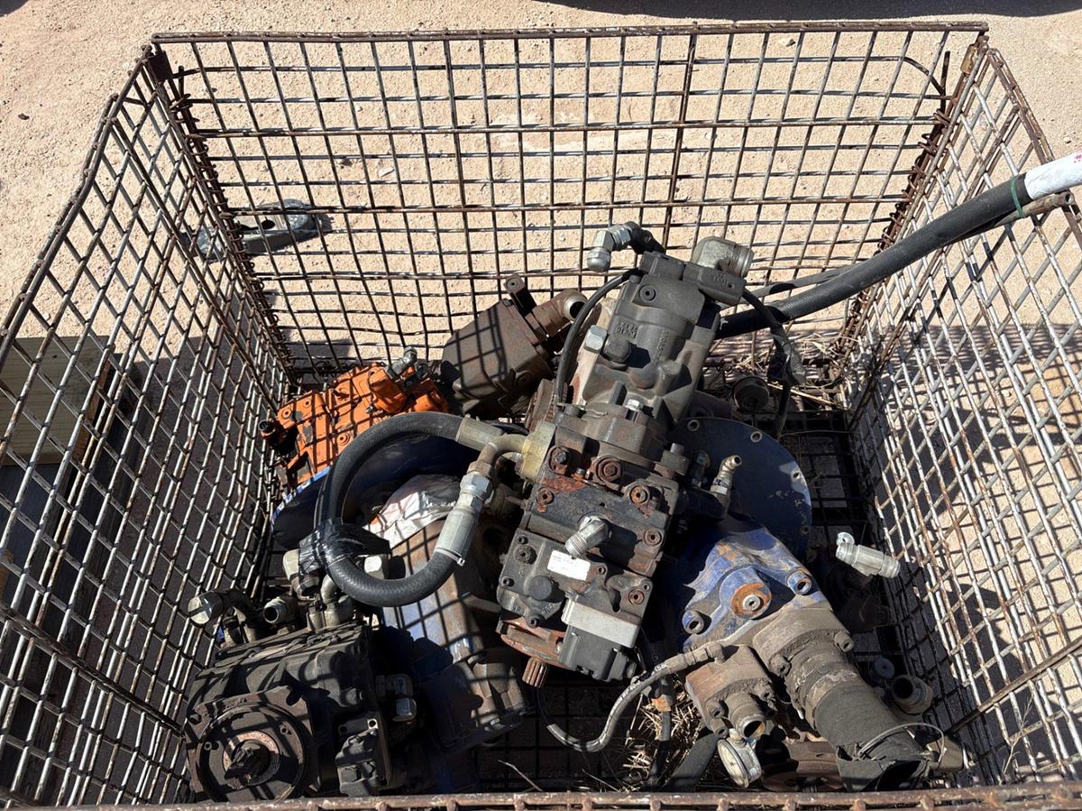 Used Crate w/ (7) assorted hydraulic pumps