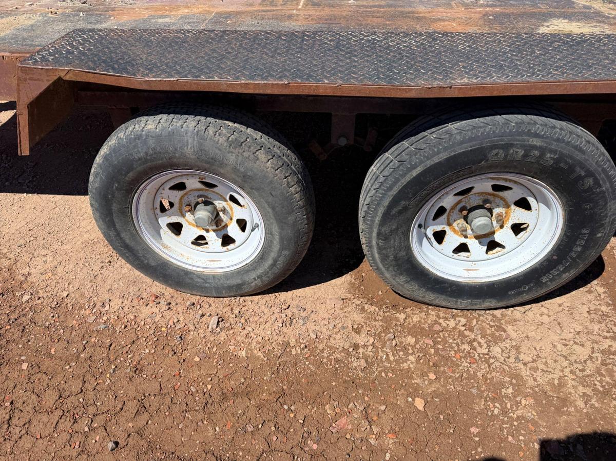 Used 2006 Shopbuilt 15’ t/a steel deck utility trailer