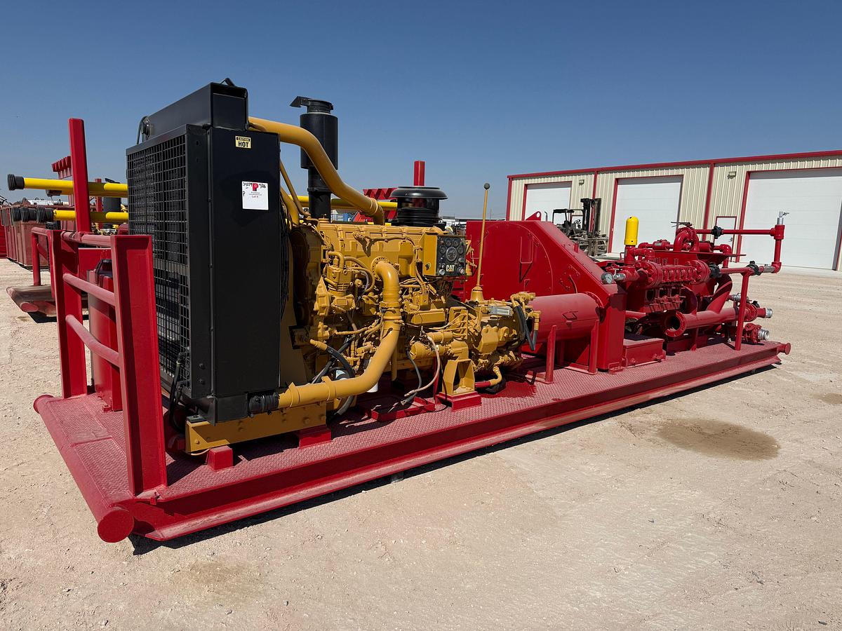 Used Tulsa triplex TT-560 triplex pump unit, skidded