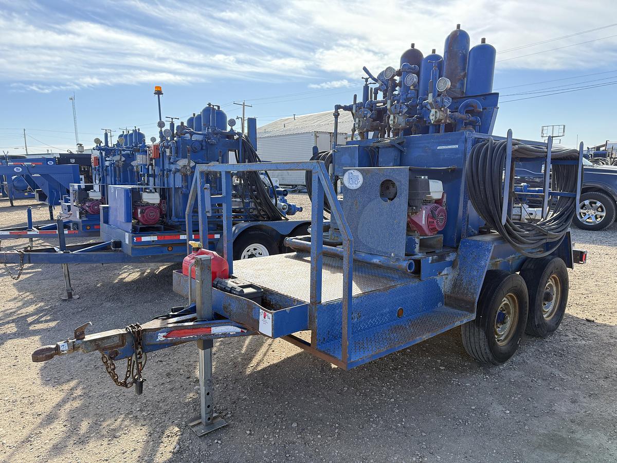 Used 7-1/16 REEDY 5M 2-3/8 HYD BOP 3-STATION KOOMEY MTD ON 2002 OBRI T/A BP ACCUMULATOR CLOSING UNIT TRAILER