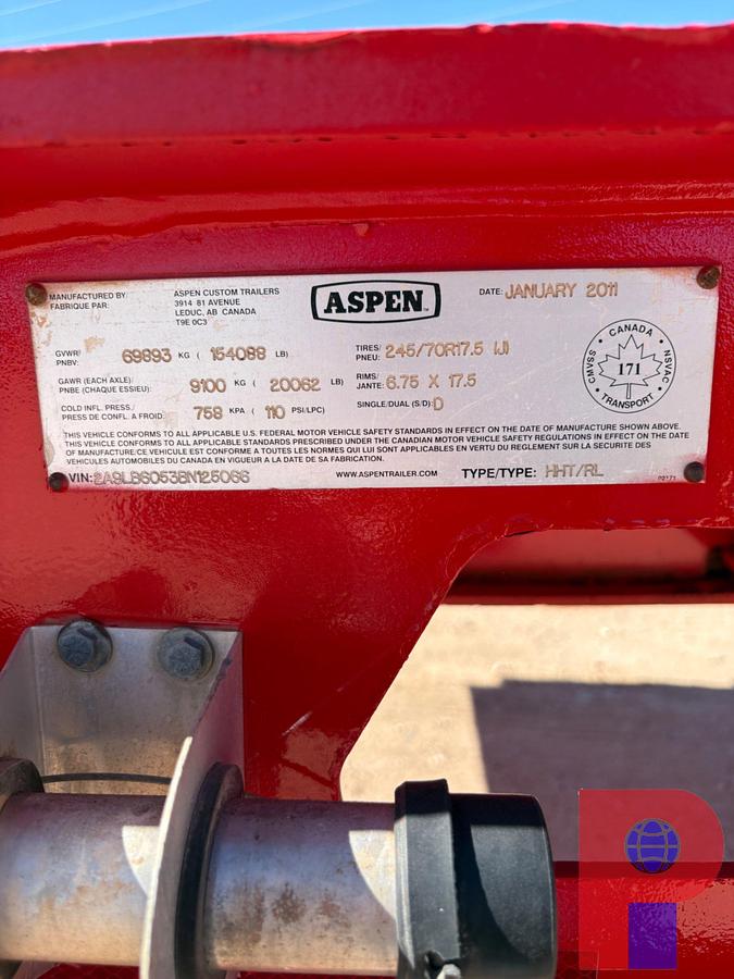 Used 2011 ASPEN 75 TON 5-AXLE SCISSOR NECK OILFIELD LOWBOY TRAILER