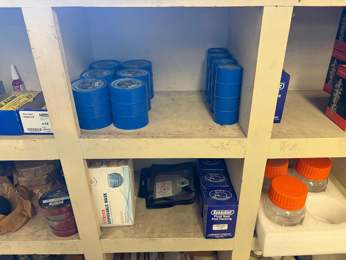 Used 18-bin shelf w/ contents