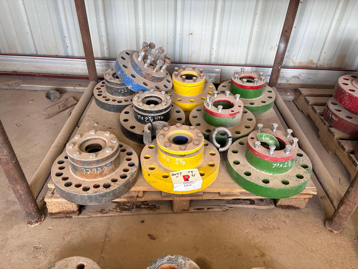 Used (2 pallets) w/ (9) 7 x 2-7/8 adapter flanges & (7) tubing hangers