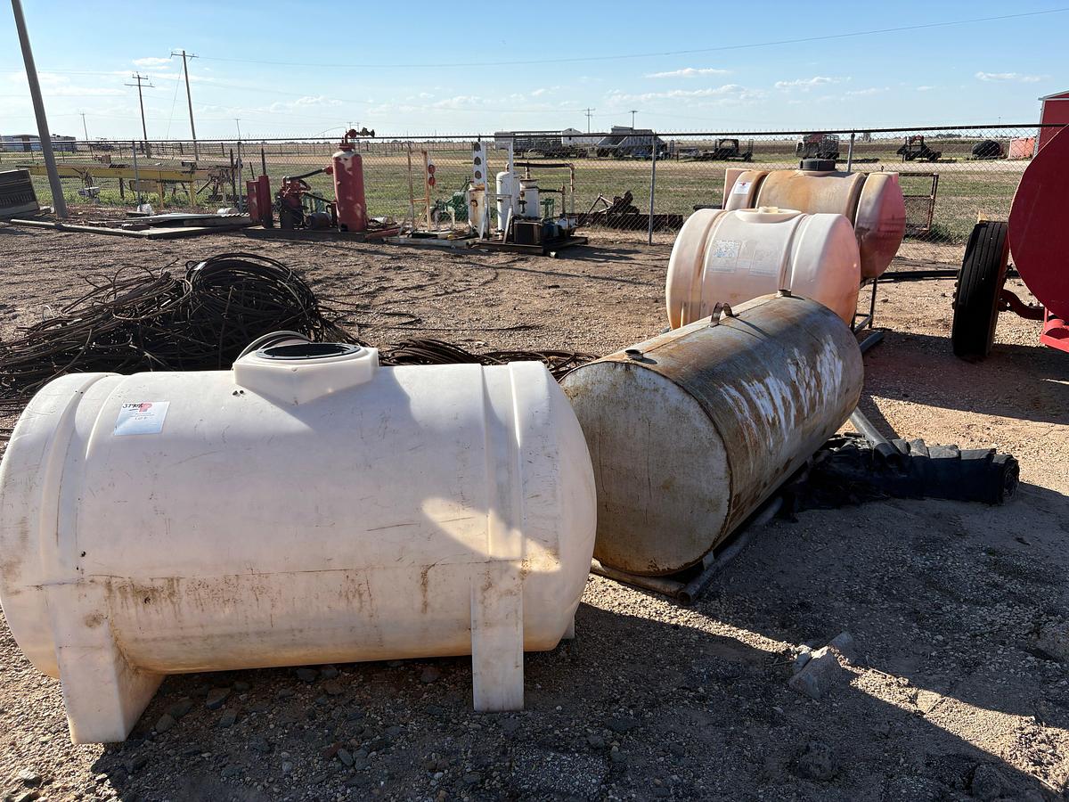 Used (1) 300 gallon fuel tank & (3) assorted size poly tanks