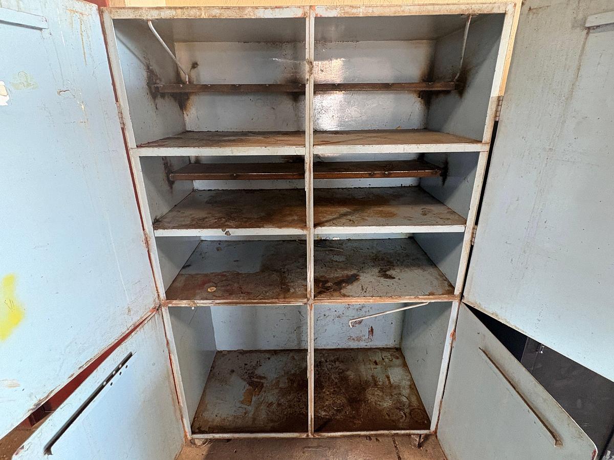 Used 4’ x 2’ x 6’ 4-door rolling supply cabinet