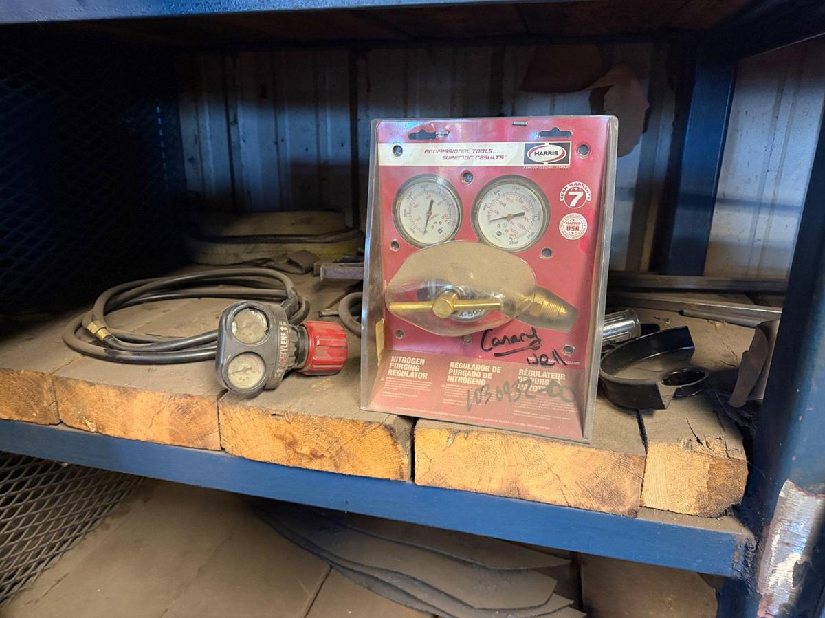 Used (13) Shelves w/ welding related tools, wire & power tools