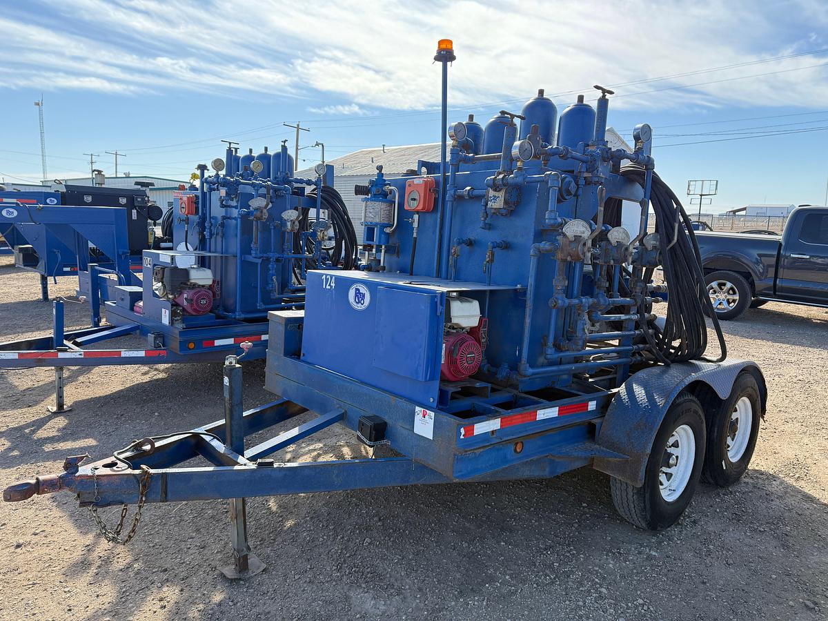 Used 7-1/16 REEDY 5M 2-7/8 HYD BOP 3-STATION KOOMEY MTD ON 2006 HMDE T/A BP ACCUMULATOR CLOSING UNIT TRAILER