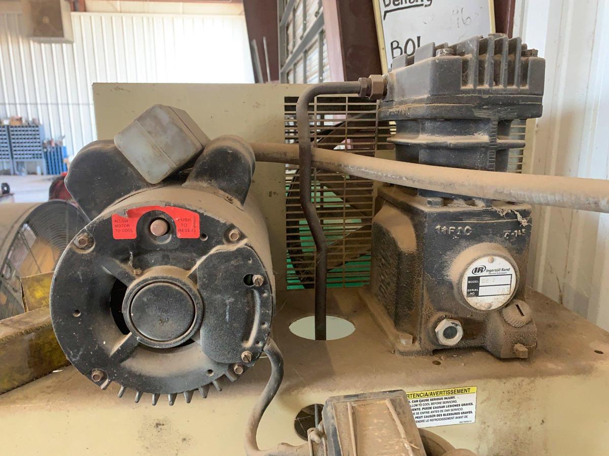 Used Ingersoll Rand 120 Gal 1 Phase Air Compressor 120 Psi and Bench Grinder w/ stand