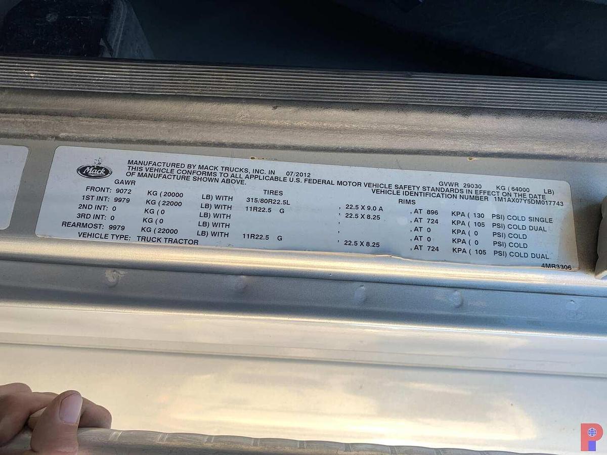 Used 2013 MACK GRANITE GU713 SLEEPER HAUL TRUCK