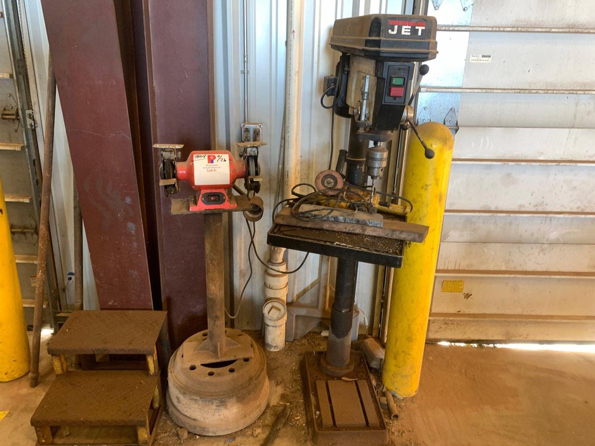 Used JET Step Pulley Drill Press and Stark 6” Electric Bench Grinder