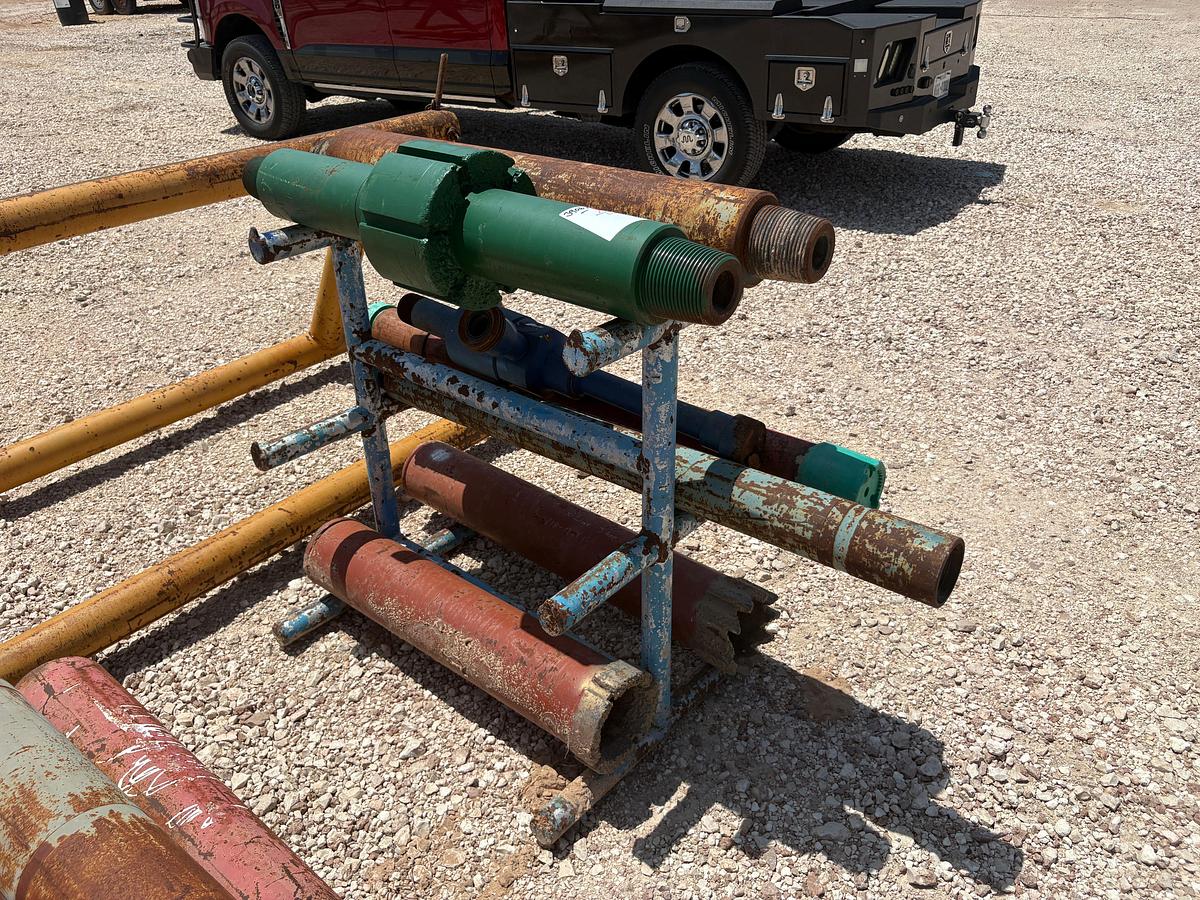 Used 3’ x 2.5’ x 40” tool rack w/ (2) wp shoes, (1) 11”OD pilot mill, assorted pup jts & x-overs