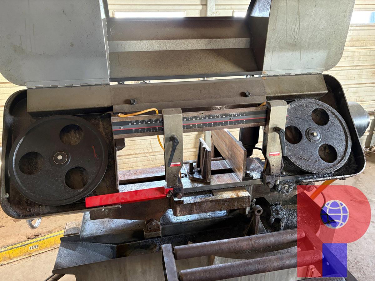 Used JET 12” X 20” SEMIAUTOMATIC MITERING HORIZONTAL BAND SAW W/ (2) ROLLER TABLES