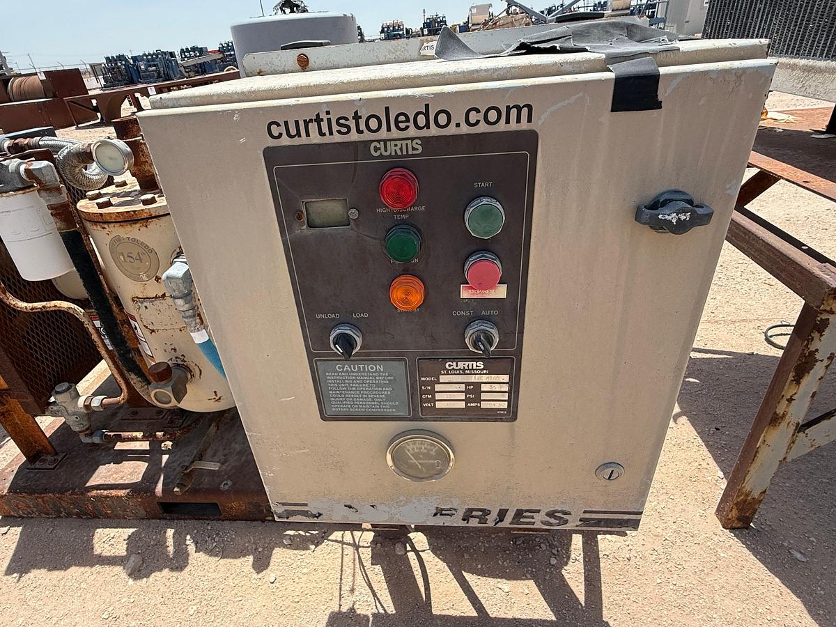 Used CURTIS-TOLEDO MODEL R/S30B, 130-CFM / 125-PSI ROTARY SCREW INDUSTRIAL AIR COMPRESSOR P/B 30-HP ELECTRIC MOTOR MTD ON SKID