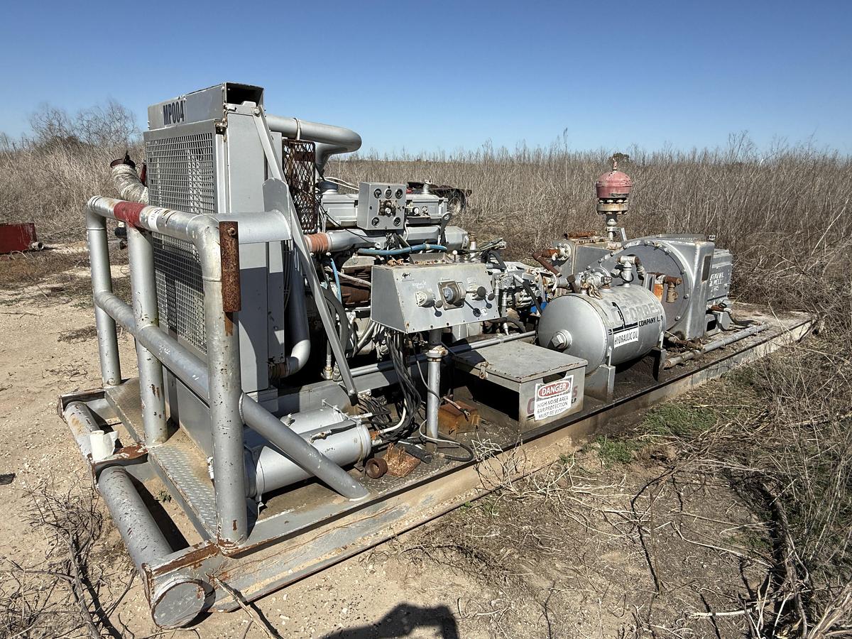 Used JWS-340 10K WP TRIPLEX WELL SERVICE PUMP SKIDDED P/B DETROIT SERIES 60 (INCOMPLETE)