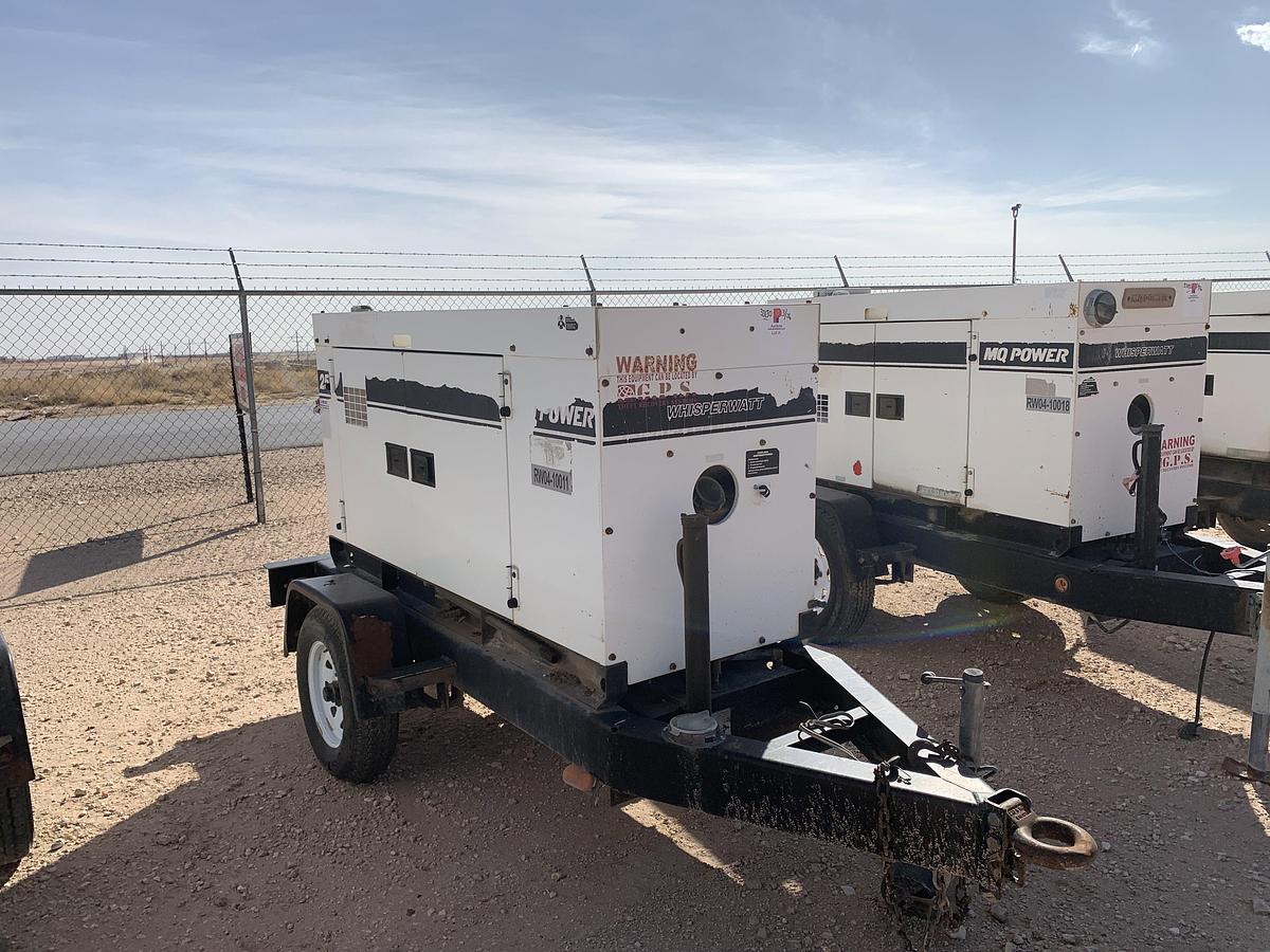 Used 2004 MQ POWER WHISPERWATT DCA-25SSIU S/A BUMPER PULL 14.4KW GENERATOR