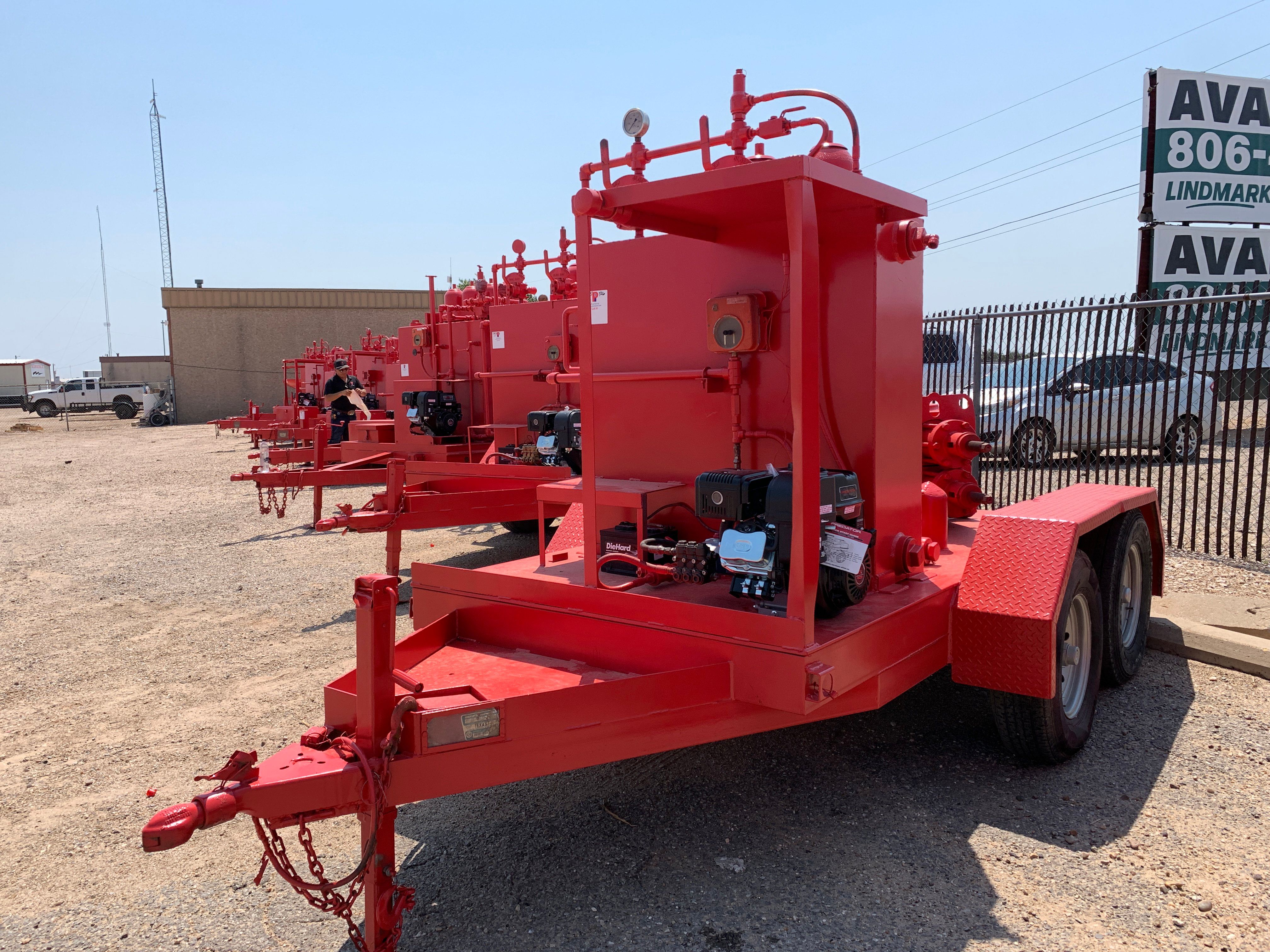 Used 2-station closing unit mtd on SHOPBUILT 10’ x 5’ t/a bumper pull trailer