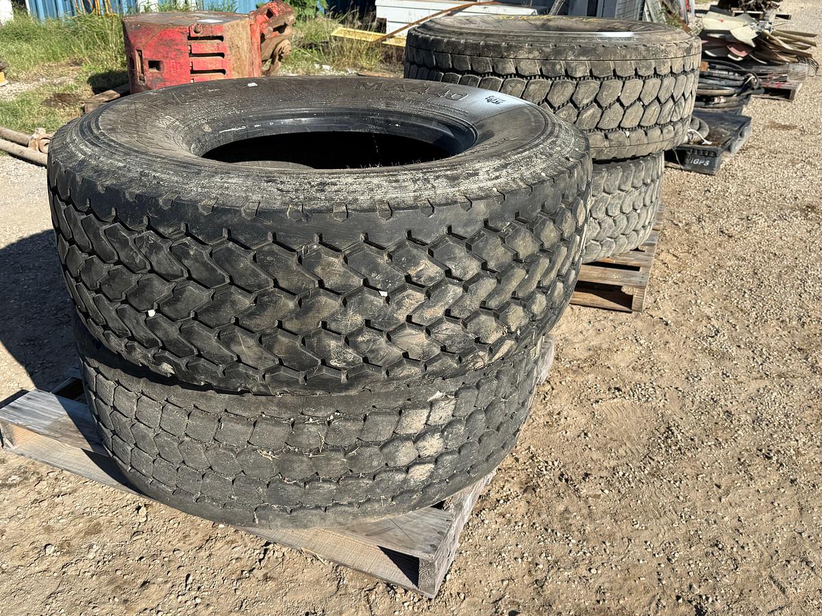 Used (2) PALLETS W/ (3) 445/65R22.5 & (1) 425/65R22.5 TIRES